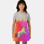 Glittery Rainbow Unicorn gepersonaliseerd Schort (Insitu)