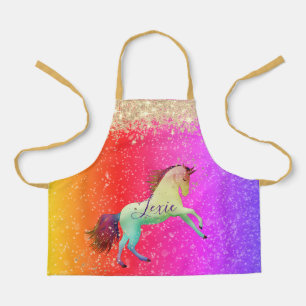 Glittery Rainbow Unicorn gepersonaliseerd Schort
