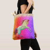 Glittery Rainbow Unicorn gepersonaliseerd Tote Bag (Dichtbij)