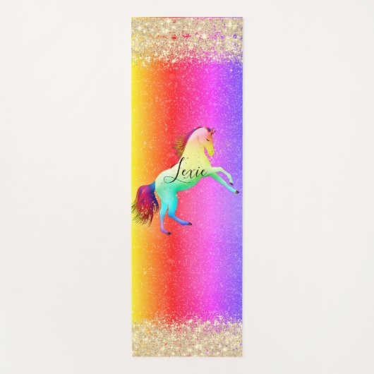 Glittery Rainbow Unicorn gepersonaliseerd Yogamat (Voorkant)