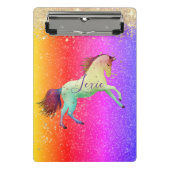 Glittery Rainbow Unicorn Mini Klembord (Voorkant)