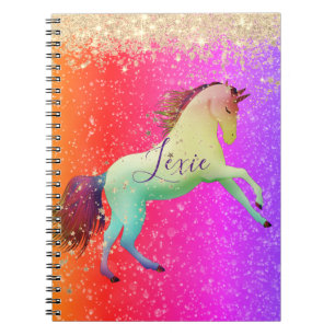 Glittery Rainbow Unicorn Notitieboek
