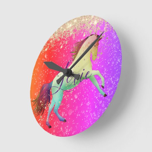Glittery Rainbow Unicorn   Ronde Klok (Hoek)