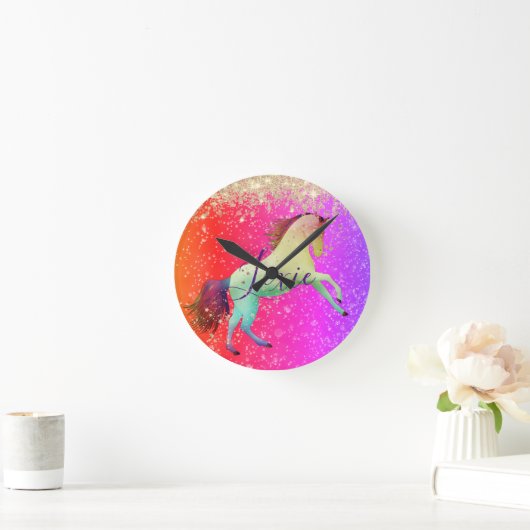 Glittery Rainbow Unicorn   Ronde Klok (Huis)