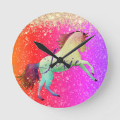 Glittery Rainbow Unicorn   Ronde Klok (Voorkant)