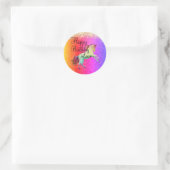 Glittery Rainbow Unicorn Ronde Sticker (Tas)