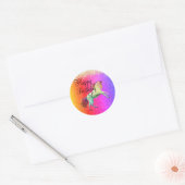 Glittery Rainbow Unicorn Ronde Sticker (Envelop)