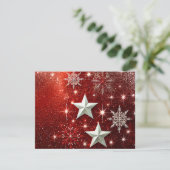 Glittery Red Background with Snowflakes Feestdagenkaart (Staand voorkant)