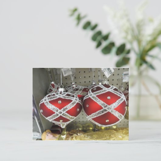 Glittery Red Bulbs Briefkaart (Staand voorkant)