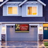 Glittery Red en Gold Happy Birthday-banner Spandoek