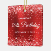 Glittery Red Folie 30th Birthday Keramisch Ornament (Links)