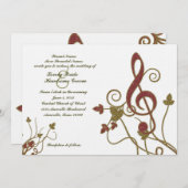 Glittery Red Gold White Music Weddenschap Kaart (Voorkant / Achterkant)