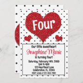 Glittery Red Heart, liefje Elke dag Kaart (Voorkant / Achterkant)