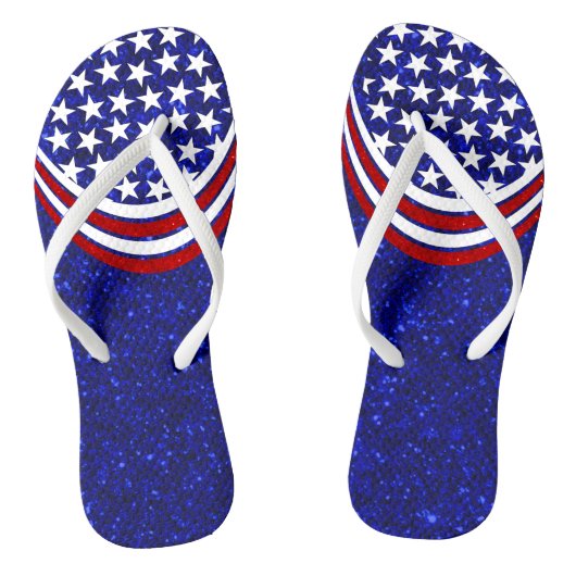 Glittery Red White and Blue Stars Stripes Teenslippers (Voetbed)