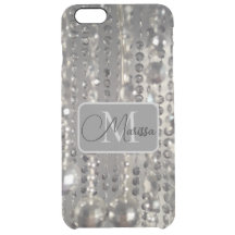 Glittery Rhinestones Silver Beads Monogram