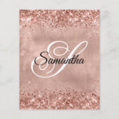 Glittery Roos Gold 50th Birthday Monogram Invite Flyer (Achterkant)