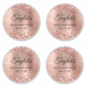 Glittery Roos Gold 6" Circles 40th Birthday Sticker (Voorkant)