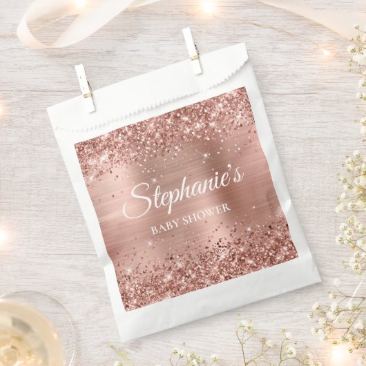 Glittery Roos Gold Baby shower Bedankzakje (Geknipt)