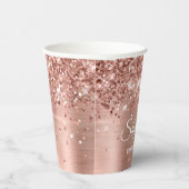 Glittery Roos Gold Baby shower Papieren Bekers (Rechts)