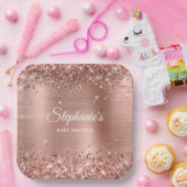 Glittery Roos Gold Baby shower Papieren Bordje (Feest)