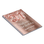 Glittery Roos Gold Balloon 21st Birthday Guestbook Notitieboek (Rechterzijde)