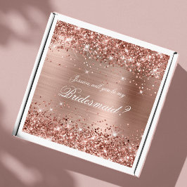 Glittery Roos Gold Bridesmaid Gift Box Sticker