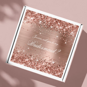 Glittery Roos Gold Bridesmaid Gift Box Sticker