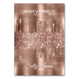 Glittery Roos Gold Drips Twee Naam Plaats Kaarten