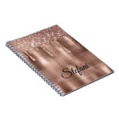 Glittery Roos Gold Drips Twee Naam Plaats Kaarten Notitieboek (Rechterzijde)