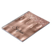 Glittery Roos Gold Drips Twee Naam Plaats Kaarten Notitieboek (Linkerzijde)
