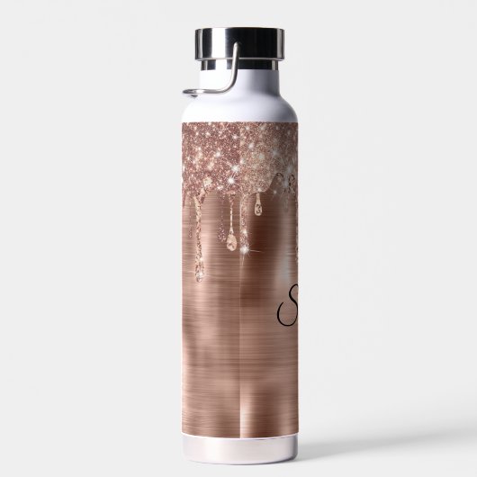 Glittery Roos Gold Drips Twee Naam Plaats Kaarten Waterfles (Rechts)