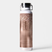 Glittery Roos Gold Drips Twee Naam Plaats Kaarten Waterfles (Achterkant)