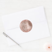 Glittery Roos Gold Elegant Save the Date Ronde Sticker (Envelop)