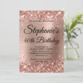 Glittery Roos Gold Fancy Monogram 40e verjaardag Kaart (Staand voorkant)