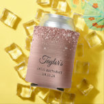Glittery Roos Gold Foil 18th Birthday Blikjeskoeler<br><div class="desc">Creëer uw eigen 18e verjaardagsfeestje koelboxxen voor uw gasten. Girly faux sparkly roos gouden glitter op de boven- en onderkant, over een faux roze blush roos goud geborsteld metal stijl ombre folie. Pas de lettertypestijlen aan creëer uw eigen favoriete sticker ontwerp voor haar speciale feest. Een klassieke elegante kalligrafie gecombineerd...</div>