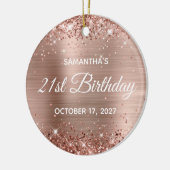 Glittery Roos Gold Foil 21st Birthday Keramisch Ornament (Links)