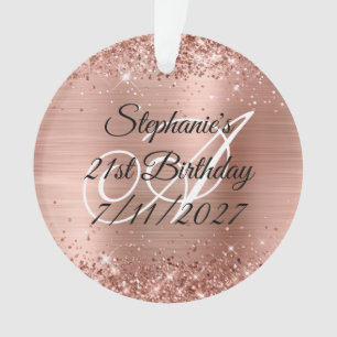 Glittery Roos Gold Foil 21st Birthday Ornament