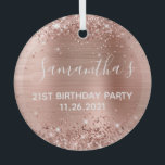 Glittery Roos Gold Foil 21st Birthday Party Glas Ornament<br><div class="desc">Creëer je eigen 21ste verjaardagsfeest met de naam 'glazen kerstversiering' voor een familiebelang. Meisjes faux dun roos goudglitter op de boven- en onderrand, over een faux roze bruine roos gouden brute metaal folie. Pas de tekengrootte, kleur of stijlen aan om uw eigen ontwerp te creëer voor haar speciale cadeau. De...</div>