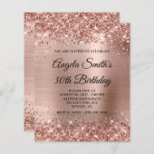Glittery Roos Gold Foil 30th Birthday Invite (Voorkant / Achterkant)