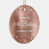 Glittery Roos Gold Foil 30th Birthday Keramisch Ornament (Rechts)