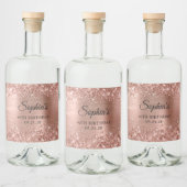 Glittery Roos Gold Foil 40th Birthday Likeurfles Etiket (Flessen)