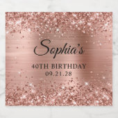 Glittery Roos Gold Foil 40th Birthday Likeurfles Etiket (Enkel label)