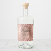 Glittery Roos Gold Foil 40th Birthday Likeurfles Etiket (Voorkant)