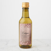 Glittery Roos Gold Foil 40th Birthday Wijn Etiket (Voorkant)