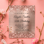 Glittery Roos Gold Foil 50th Birthday Invite