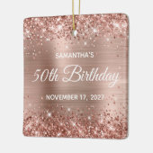 Glittery Roos Gold Foil 50th Birthday Keramisch Ornament (Links)