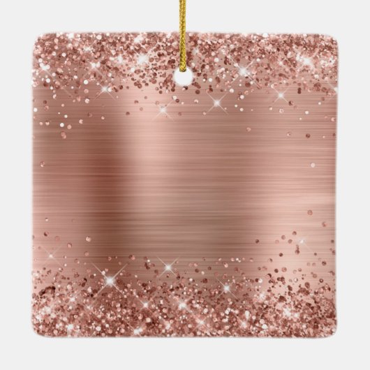 Glittery Roos Gold Foil 50th Birthday Keramisch Ornament (Achterkant)