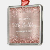 Glittery Roos Gold Foil 50th Birthday Metalen Ornament (Links)