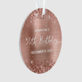 Glittery Roos Gold Foil 50th Birthday Ornament (voorkant)