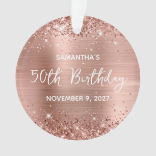 Glittery Roos Gold Foil 50th Birthday Ornament